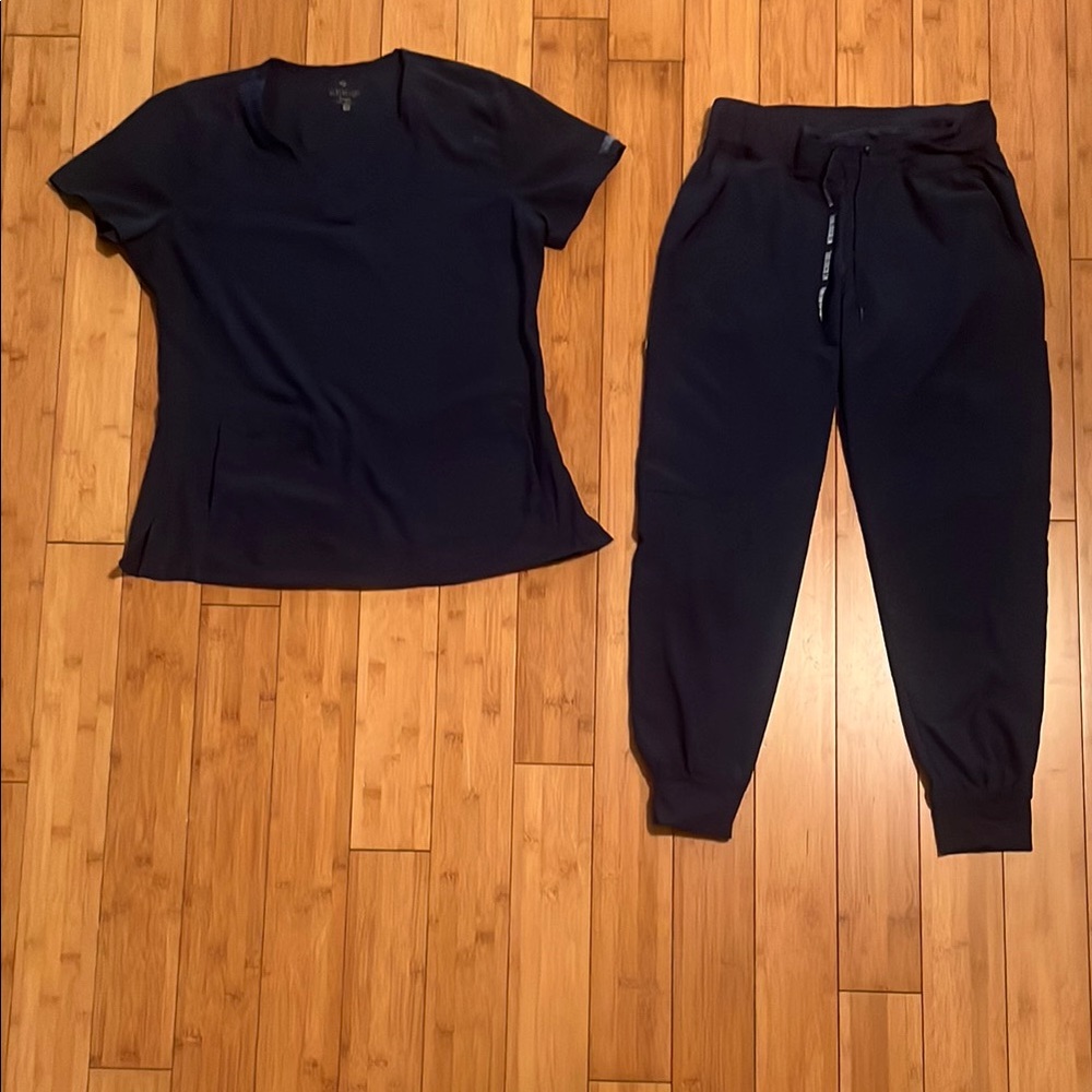 Navy Blue Med Couture Scrub Set